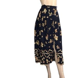 Vintage TOGETHER maxi floral print high waist button front skirt.